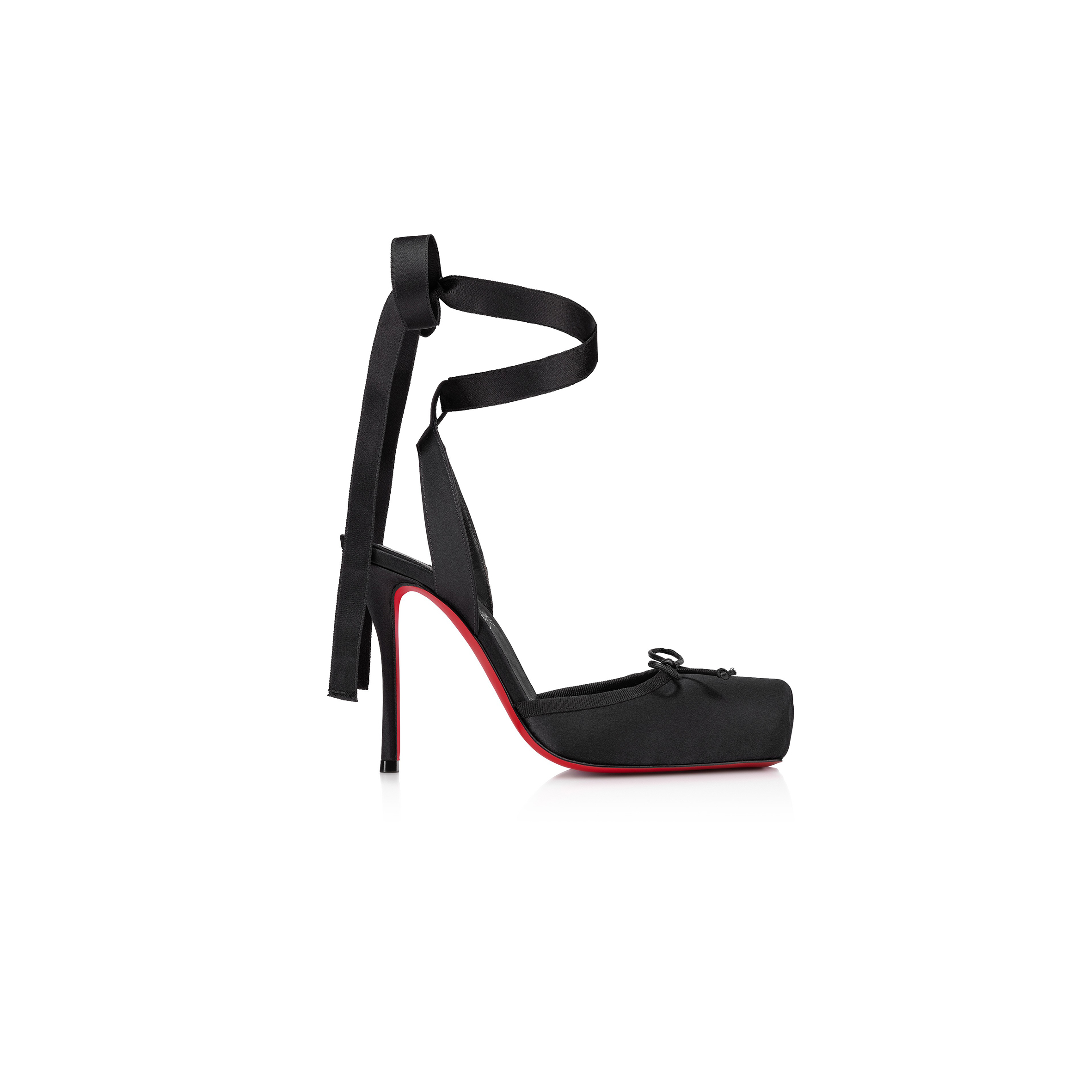 Ch**an louboutin cassia lace up100 mm strappy pumps crepe satin black women 1250498b439